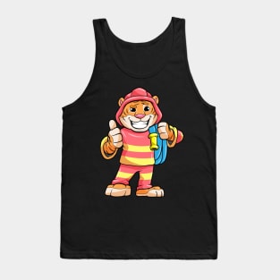 Tiger as Firefighter with Hose Tank Top